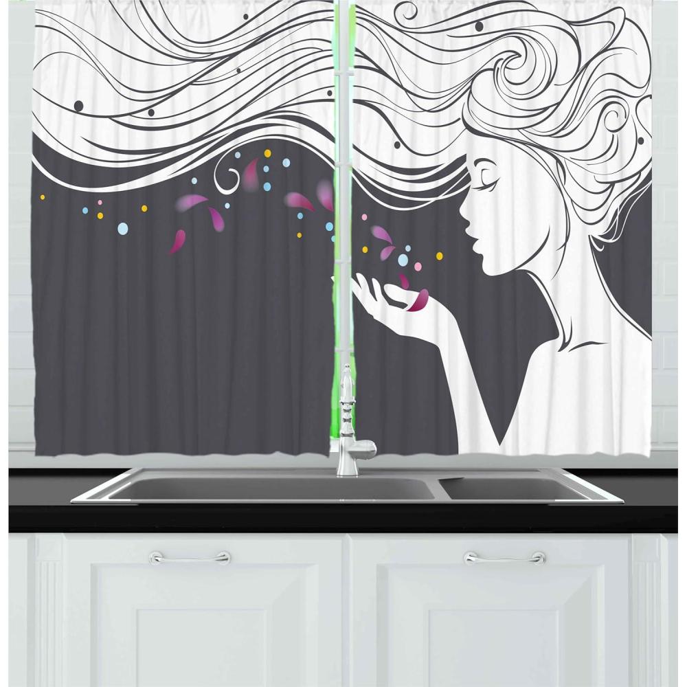imageAmbesonne Retro Kitchen Curtains Classical Plaid Pattern Scottish Striped Tartan Traditional Graphic Illustration Window Drapes 2 Panel Set for Kitchen Cafe Decor 55quot X 39quot Vermilion BlackWhite Grey