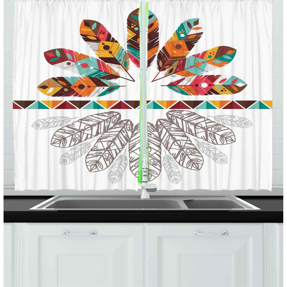imageAmbesonne Retro Kitchen Curtains Classical Plaid Pattern Scottish Striped Tartan Traditional Graphic Illustration Window Drapes 2 Panel Set for Kitchen Cafe Decor 55quot X 39quot Vermilion BlackBrown Orange