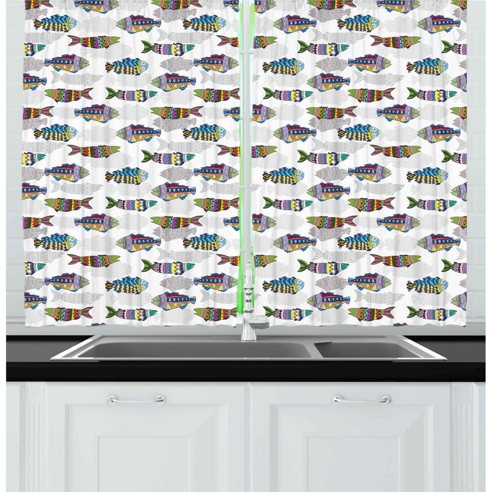 imageAmbesonne Retro Kitchen Curtains Classical Plaid Pattern Scottish Striped Tartan Traditional Graphic Illustration Window Drapes 2 Panel Set for Kitchen Cafe Decor 55quot X 39quot Vermilion BlackYellow Blue