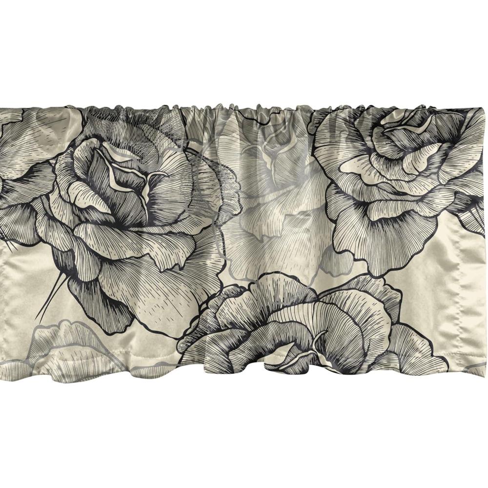 imageAmbesonne Romantic Aura Window Valance Watercolor Style Floral Design Jungle Boho Themed Artwork Neutral Curtain Valance for Kitchen Bedroom Decor with Rod Pocket 54quot X 12quot Pale Pink Taupe GreyWhite and Charcoal Grey
