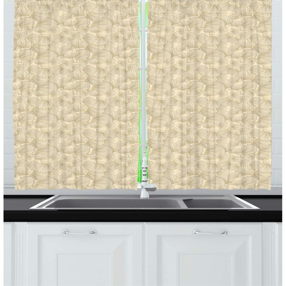 imageAmbesonne Rustic Long Kitchen Curtains Image of Wooden Planks with Screws and Nails Farmhouse Theme Log Cabin Print Two Panels Drapes with Rod Pocket Room Decor 55quot x 45quot Brown GreyCaramel Beige and Tan