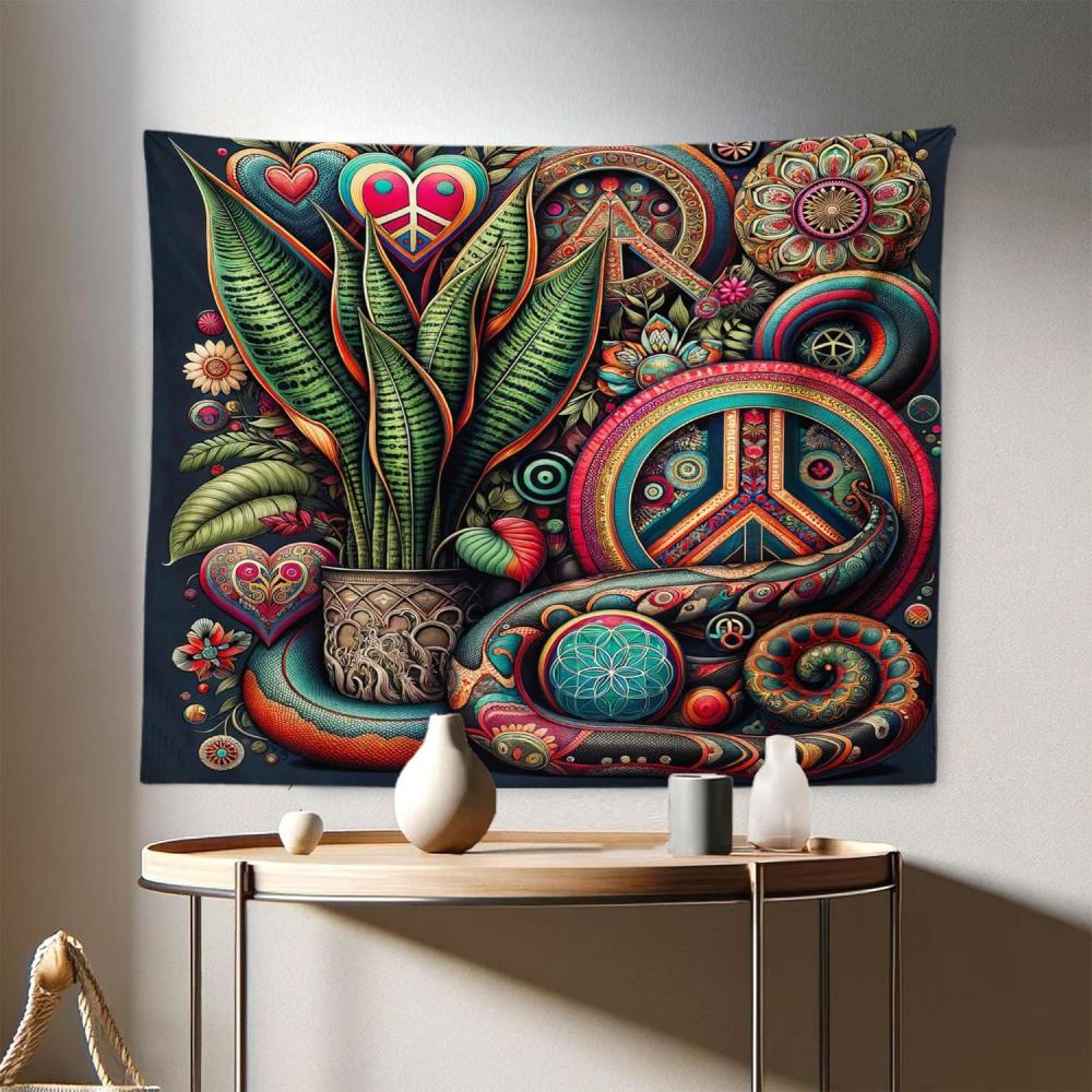 imageAmbesonne Rustic Tapestry Close Line of Poppy Petals Field Meadow Summer Holiday Sun Plant Floral Theme Wide Wall Hanging for Bedroom Living Room Dorm 60quot X 40quot Orange BrownFern Green Teal Dark Pink