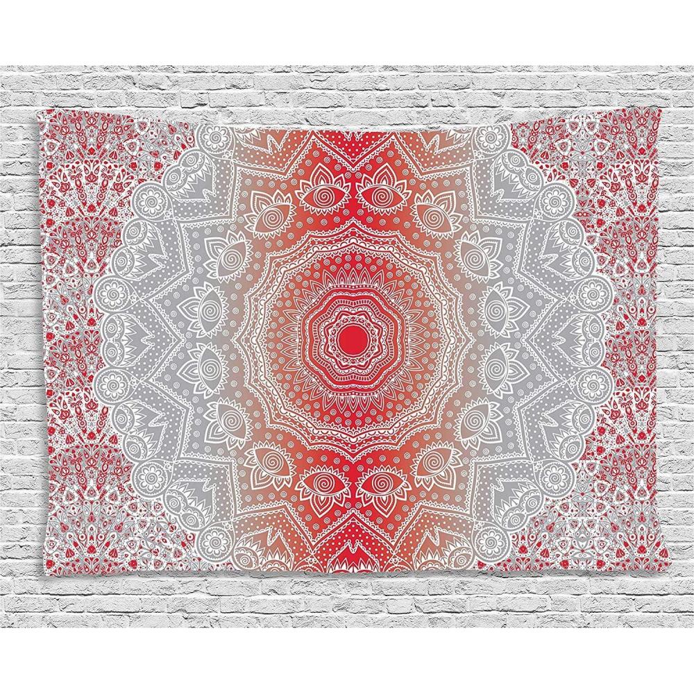 imageAmbesonne Rustic Tapestry Close Line of Poppy Petals Field Meadow Summer Holiday Sun Plant Floral Theme Wide Wall Hanging for Bedroom Living Room Dorm 60quot X 40quot Orange BrownGrey Red