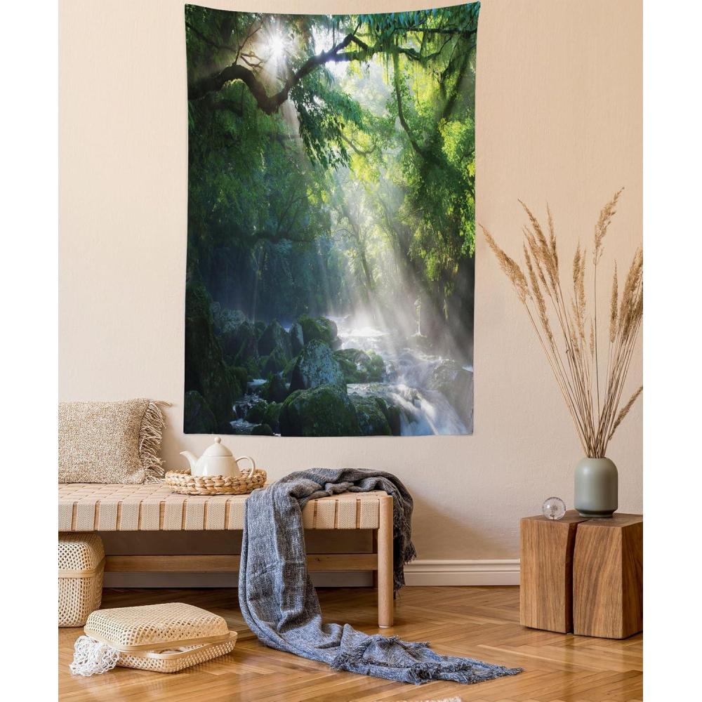 imageAmbesonne Rustic Tapestry Close Line of Poppy Petals Field Meadow Summer Holiday Sun Plant Floral Theme Wide Wall Hanging for Bedroom Living Room Dorm 60quot X 40quot Orange BrownGreen White