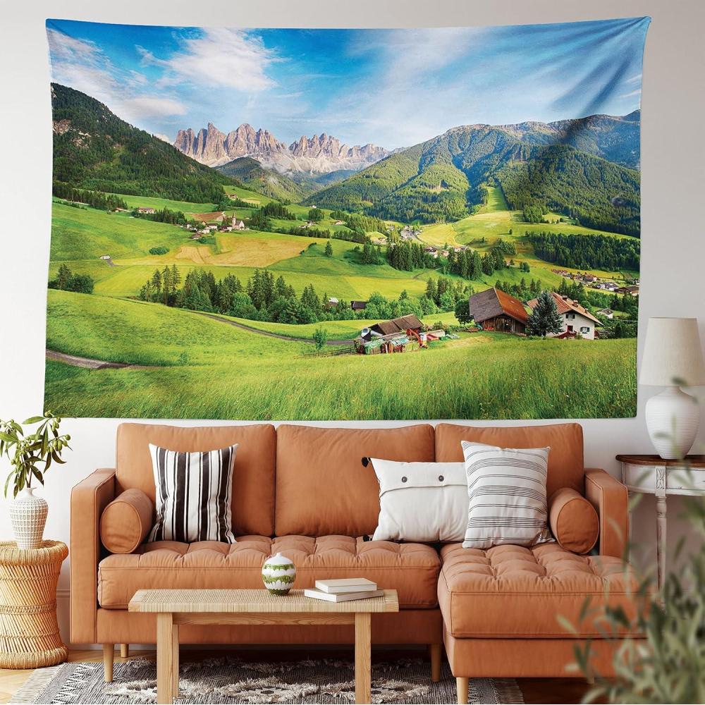 imageAmbesonne Rustic Tapestry Close Line of Poppy Petals Field Meadow Summer Holiday Sun Plant Floral Theme Wide Wall Hanging for Bedroom Living Room Dorm 60quot X 40quot Orange BrownGreen Blue