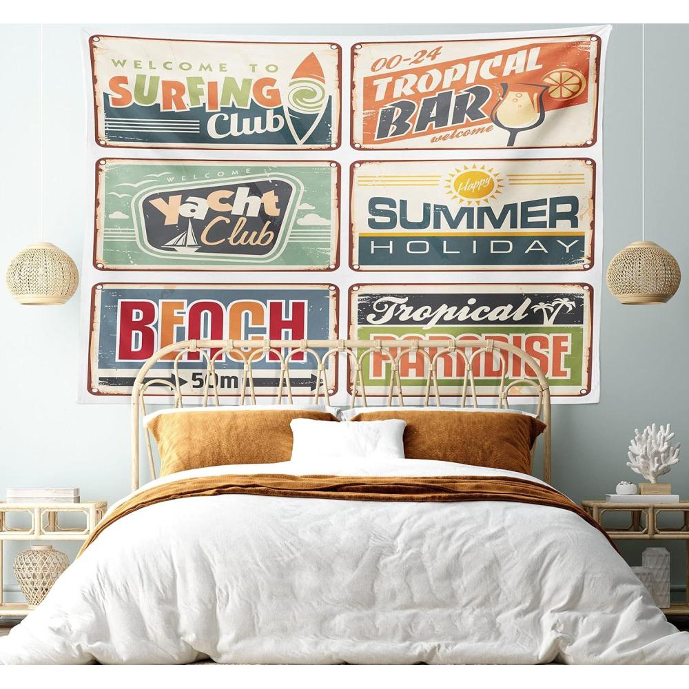 imageAmbesonne Rustic Tapestry Close Line of Poppy Petals Field Meadow Summer Holiday Sun Plant Floral Theme Wide Wall Hanging for Bedroom Living Room Dorm 60quot X 40quot Orange BrownMulticolor Green