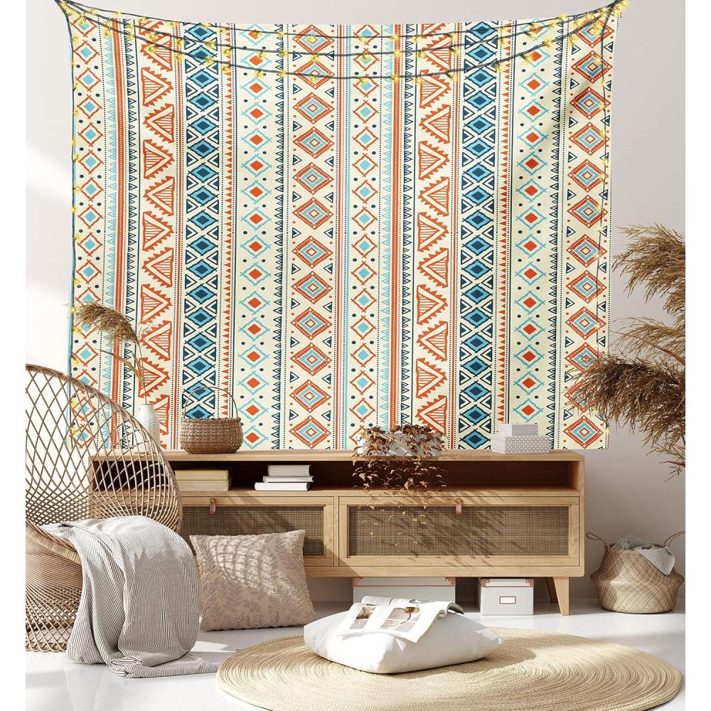 imageAmbesonne Rustic Tapestry Close Line of Poppy Petals Field Meadow Summer Holiday Sun Plant Floral Theme Wide Wall Hanging for Bedroom Living Room Dorm 60quot X 40quot Orange BrownBlue Orange Ivory