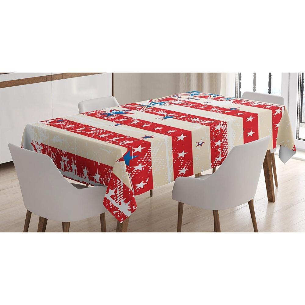 imageAmbesonne Tan and Brown Tablecloth Old Fashioned Check Plaid Pattern Scottish Tartan Inspired Geometric Design Rectangular Table Cover for Dining Room Kitchen Decor 52quot X 70quot Brown TanVermilion Blue