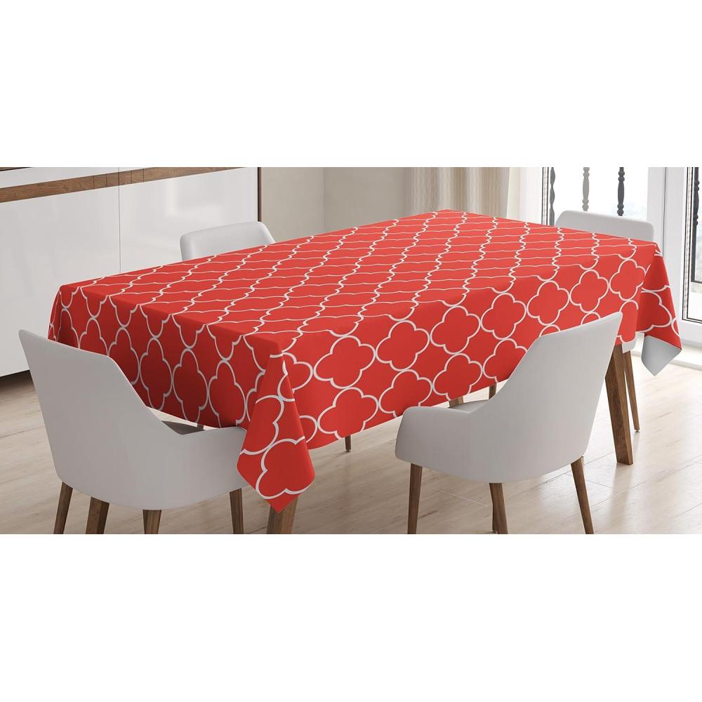 imageAmbesonne Tan and Brown Tablecloth Old Fashioned Check Plaid Pattern Scottish Tartan Inspired Geometric Design Rectangular Table Cover for Dining Room Kitchen Decor 52quot X 70quot Brown TanVermilion White