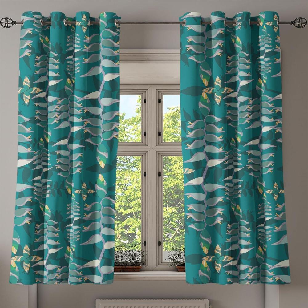 imageAmbesonne Vintage Floral Grommet Curtain Dreamy Jungle Flowers Pattern with Leaves Greenery Neutral Boho Decorative 2Panel Window Drapes for Bedroom Living Room 50quot x 72quot Pale Peach Reseda GreenTeal Cadet Blue and Mustard