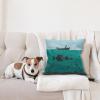 Ambesonne Animal Throw Pillow Cushion Cover, Fox Sleeping Funny Creature in Watercolor Art Design, Decorative Square Accent Pillow Case, 20″ X 20″, Apricot and White(Blue Teal)