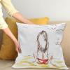 Ambesonne Animal Throw Pillow Cushion Cover, Fox Sleeping Funny Creature in Watercolor Art Design, Decorative Square Accent Pillow Case, 20″ X 20″, Apricot and White(Yellow White)