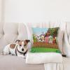Ambesonne Animal Throw Pillow Cushion Cover, Fox Sleeping Funny Creature in Watercolor Art Design, Decorative Square Accent Pillow Case, 20″ X 20″, Apricot and White(Brown Green)