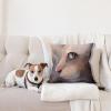 Ambesonne Animal Throw Pillow Cushion Cover, Fox Sleeping Funny Creature in Watercolor Art Design, Decorative Square Accent Pillow Case, 20″ X 20″, Apricot and White(Taupe)