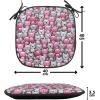 Ambesonne Black and White Chair Seating Cushion Set of 4, Vintage Floral Pattern Victorian Classic Royal Inspired New Modern Art, Anti-Slip Seat Padding for Kitchen & Patio, 16″x16″, White and Black(Pink Tan Lilac)