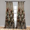 Ambesonne Bohemian Curtains, Retro Mid Century Inspired Abstract Patterns on Ivory Background, Window Treatments 2 Panel Set for Living Room Bedroom, Pair of – 28″ x 63″, Dark Orange and Reseda Green(Cinnamon Cadet Blue Ecru)