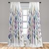 Ambesonne Bohemian Curtains, Retro Mid Century Inspired Abstract Patterns on Ivory Background, Window Treatments 2 Panel Set for Living Room Bedroom, Pair of – 28″ x 63″, Dark Orange and Reseda Green(Blue Lavender Green)