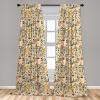 Ambesonne Bohemian Curtains, Retro Mid Century Inspired Abstract Patterns on Ivory Background, Window Treatments 2 Panel Set for Living Room Bedroom, Pair of – 28″ x 63″, Dark Orange and Reseda Green(Amber Paprika and Slate Blue)