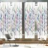 Ambesonne Bohemian Curtains, Retro Mid Century Inspired Abstract Patterns on Ivory Background, Window Treatments 2 Panel Set for Living Room Bedroom, Pair of – 28″ x 63″, Dark Orange and Reseda Green(Blue Lavender Green)