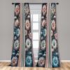 Ambesonne Bohemian Curtains, Retro Mid Century Inspired Abstract Patterns on Ivory Background, Window Treatments 2 Panel Set for Living Room Bedroom, Pair of – 28″ x 63″, Dark Orange and Reseda Green(Dried Rose and Slate Blue)