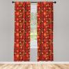 Ambesonne Bohemian Curtains, Retro Mid Century Inspired Abstract Patterns on Ivory Background, Window Treatments 2 Panel Set for Living Room Bedroom, Pair of – 28″ x 63″, Dark Orange and Reseda Green(Green Vermilion)
