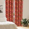 Ambesonne Bohemian Curtains, Retro Mid Century Inspired Abstract Patterns on Ivory Background, Window Treatments 2 Panel Set for Living Room Bedroom, Pair of – 28″ x 63″, Dark Orange and Reseda Green(Green Vermilion)