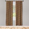 Ambesonne Bohemian Curtains, Retro Mid Century Inspired Abstract Patterns on Ivory Background, Window Treatments 2 Panel Set for Living Room Bedroom, Pair of – 28″ x 63″, Dark Orange and Reseda Green(Brown Cinnamon)