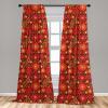 Ambesonne Bohemian Curtains, Retro Mid Century Inspired Abstract Patterns on Ivory Background, Window Treatments 2 Panel Set for Living Room Bedroom, Pair of – 28″ x 63″, Dark Orange and Reseda Green(Green Vermilion)