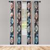 Ambesonne Bohemian Curtains, Retro Mid Century Inspired Abstract Patterns on Ivory Background, Window Treatments 2 Panel Set for Living Room Bedroom, Pair of – 28″ x 63″, Dark Orange and Reseda Green(Dried Rose and Slate Blue)