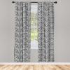 Ambesonne Bohemian Window Curtains Pack of 2, Feathers and Mandala Circles Boho Cultural Pattern with Striped Details, Lightweight Set with Rod Pocket, 4 Panels of – 28″ x 63″, Coral Teal and Ivory(White Black)