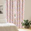 Ambesonne Bohemian Window Curtains Pack of 2, Feathers and Mandala Circles Boho Cultural Pattern with Striped Details, Lightweight Set with Rod Pocket, 4 Panels of – 28″ x 63″, Coral Teal and Ivory(Pink)