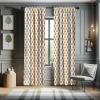 Ambesonne Bohemian Window Curtains Pack of 2, Feathers and Mandala Circles Boho Cultural Pattern with Striped Details, Lightweight Set with Rod Pocket, 4 Panels of – 28″ x 63″, Coral Teal and Ivory(White Orange)