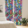 Ambesonne Bohemian Window Curtains Pack of 2, Feathers and Mandala Circles Boho Cultural Pattern with Striped Details, Lightweight Set with Rod Pocket, 4 Panels of – 28″ x 63″, Coral Teal and Ivory(Sea Blue Multicolor)