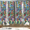 Ambesonne Bohemian Window Curtains Pack of 2, Feathers and Mandala Circles Boho Cultural Pattern with Striped Details, Lightweight Set with Rod Pocket, 4 Panels of – 28″ x 63″, Coral Teal and Ivory(Sea Blue Multicolor)
