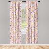Ambesonne Bohemian Window Curtains Pack of 2, Feathers and Mandala Circles Boho Cultural Pattern with Striped Details, Lightweight Set with Rod Pocket, 4 Panels of – 28″ x 63″, Coral Teal and Ivory(Pink)