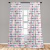 Ambesonne Bohemian Window Curtains Pack of 2, Feathers and Mandala Circles Boho Cultural Pattern with Striped Details, Lightweight Set with Rod Pocket, 4 Panels of – 28″ x 63″, Coral Teal and Ivory(Violet Pink)