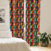 Ambesonne Bohemian Window Curtains Pack of 2, Feathers and Mandala Circles Boho Cultural Pattern with Striped Details, Lightweight Set with Rod Pocket, 4 Panels of – 28″ x 63″, Coral Teal and Ivory(Teal Orange)