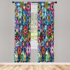 Ambesonne Bohemian Window Curtains Pack of 2, Feathers and Mandala Circles Boho Cultural Pattern with Striped Details, Lightweight Set with Rod Pocket, 4 Panels of – 28″ x 63″, Coral Teal and Ivory(Sea Blue Multicolor)