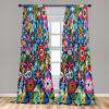 Ambesonne Bohemian Window Curtains Pack of 2, Feathers and Mandala Circles Boho Cultural Pattern with Striped Details, Lightweight Set with Rod Pocket, 4 Panels of – 28″ x 63″, Coral Teal and Ivory(Sea Blue Multicolor)