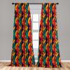 Ambesonne Bohemian Window Curtains Pack of 2, Feathers and Mandala Circles Boho Cultural Pattern with Striped Details, Lightweight Set with Rod Pocket, 4 Panels of – 28″ x 63″, Coral Teal and Ivory(Teal Orange)