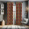 Ambesonne Bohemian Window Curtains Pack of 2, Feathers and Mandala Circles Boho Cultural Pattern with Striped Details, Lightweight Set with Rod Pocket, 4 Panels of – 28″ x 63″, Coral Teal and Ivory(Teal Orange)