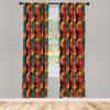 Ambesonne Bohemian Window Curtains Pack of 2, Feathers and Mandala Circles Boho Cultural Pattern with Striped Details, Lightweight Set with Rod Pocket, 4 Panels of – 28″ x 63″, Coral Teal and Ivory(Teal Orange)