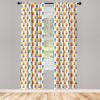 Ambesonne Bohemian Window Curtains Pack of 2, Feathers and Mandala Circles Boho Cultural Pattern with Striped Details, Lightweight Set with Rod Pocket, 4 Panels of – 28″ x 63″, Coral Teal and Ivory(White Orange)