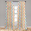 Ambesonne Bohemian Window Curtains Pack of 2, Feathers and Mandala Circles Boho Cultural Pattern with Striped Details, Lightweight Set with Rod Pocket, 4 Panels of – 28″ x 63″, Coral Teal and Ivory(White Orange)