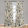 Ambesonne Boho Curtains, Simplistic Ethnic Look Botanical Ornaments as Stripes Neutral Tones, Window Treatments 2 Panel Set for Living Room Bedroom, Pair of – 28″ x 84″, Pale Khaki and Laurel Green(Eggshell Dark Grey Ecru)