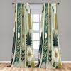 Ambesonne Boho Curtains, Simplistic Ethnic Look Botanical Ornaments as Stripes Neutral Tones, Window Treatments 2 Panel Set for Living Room Bedroom, Pair of – 28″ x 84″, Pale Khaki and Laurel Green(Fawn Teal Pale Green)