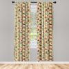 Ambesonne Boho Curtains, Simplistic Ethnic Look Botanical Ornaments as Stripes Neutral Tones, Window Treatments 2 Panel Set for Living Room Bedroom, Pair of – 28″ x 84″, Pale Khaki and Laurel Green(Pale Green)