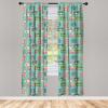 Ambesonne Boho Curtains, Simplistic Ethnic Look Botanical Ornaments as Stripes Neutral Tones, Window Treatments 2 Panel Set for Living Room Bedroom, Pair of – 28″ x 84″, Pale Khaki and Laurel Green(Almond Green)