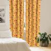 Ambesonne Boho Curtains, Simplistic Ethnic Look Botanical Ornaments as Stripes Neutral Tones, Window Treatments 2 Panel Set for Living Room Bedroom, Pair of – 28″ x 84″, Pale Khaki and Laurel Green(Mustard and Vermilion)