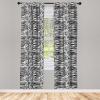 Ambesonne Boho Curtains, Simplistic Ethnic Look Botanical Ornaments as Stripes Neutral Tones, Window Treatments 2 Panel Set for Living Room Bedroom, Pair of – 28″ x 84″, Pale Khaki and Laurel Green(Black White)